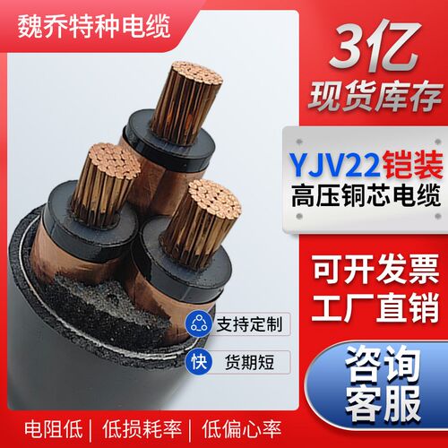 国标YJV22铜芯高压电缆线35KVt单芯50 70 95 120 150 185平方YJV6