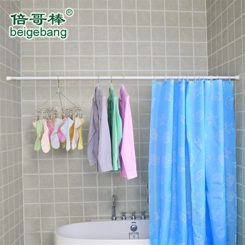 免打孔安装浴帘杆卫生间s浴室可伸缩杆晾衣杆撑杆直杆型简易窗帘