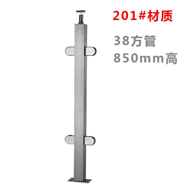 新品玻璃楼梯扶手栏n杆阳台护栏免扶手不锈钢扶手立柱方管楼梯围图片