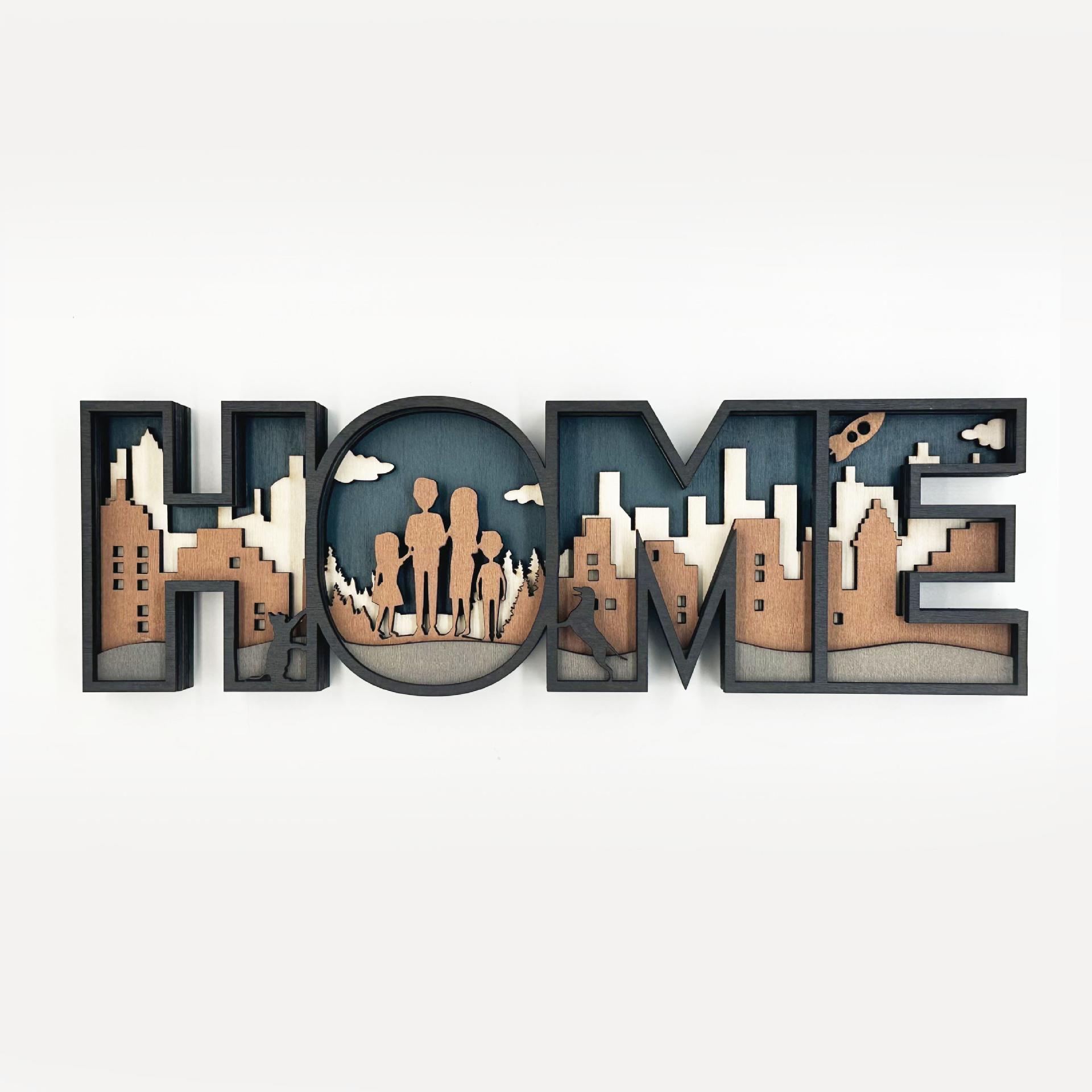 北美森林动物家居装饰木质摆件工艺品创意LOVE&HOME字母3D立体款_虎窝淘