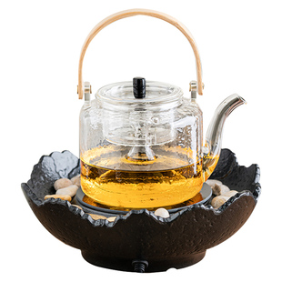 围炉煮茶家用办公黑晶炉子网红外烧烤煮茶壶茶具套组陶瓷玻璃保温