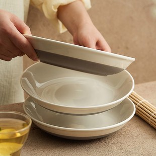 德化白瓷碗盘套装 轻奢碗 家用高颜值餐具2024新款 现代简约时尚