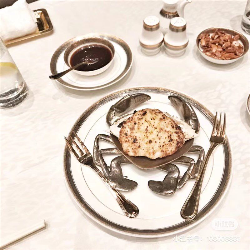 轻奢精致304不锈钢螃蟹 蟹形座吃蟹神器螃蟹金银色蟹八件摆件工具