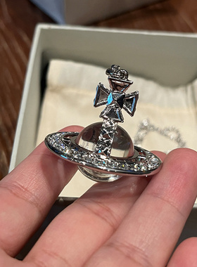 西太后pina满钻铆钉土星项链