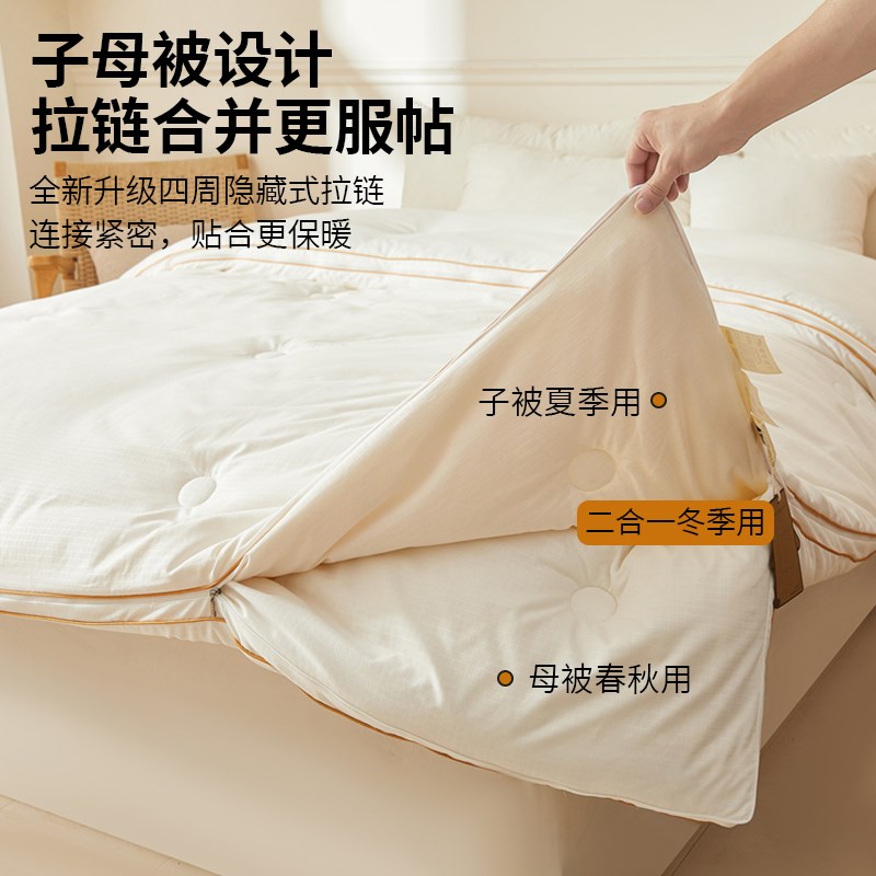 子母被被拉链款大豆纤维被子冬被棉被芯四季二合一加厚保暖被褥子