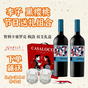 智利进口中央山谷卡塞罗克系列热红酒梅洛干红葡萄酒送礼过年礼盒