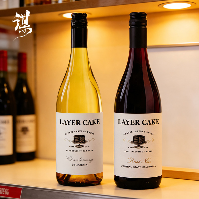美国加州原瓶进口香草奶油蛋糕黑皮诺干红葡萄酒霞多丽干白葡萄酒