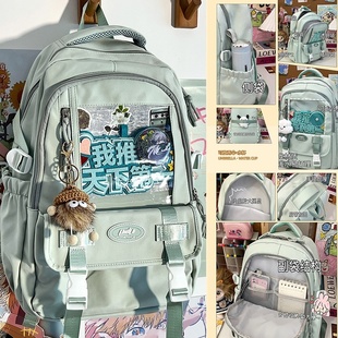可以藏东西的书包藏手机背包ins痛包透明中学生吧唧大容量高颜值