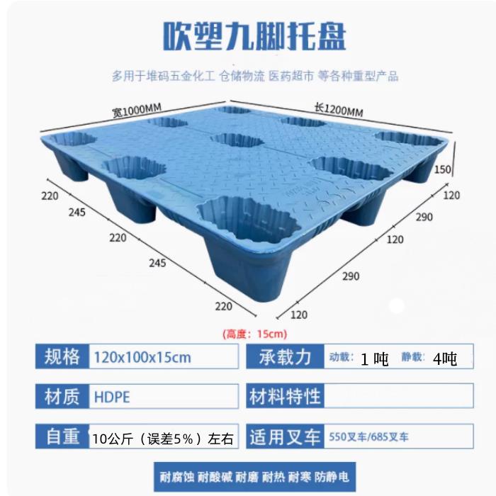 叉车物流塑料托盘吹塑防潮仓库垫板卡板地台地堆托盘托板塑料地垫