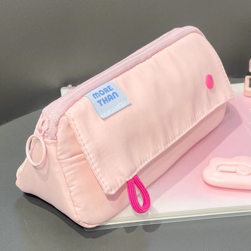 大容量女生简约笔袋高颜值韩版纯色D文具袋中小学生防水耐脏铅笔