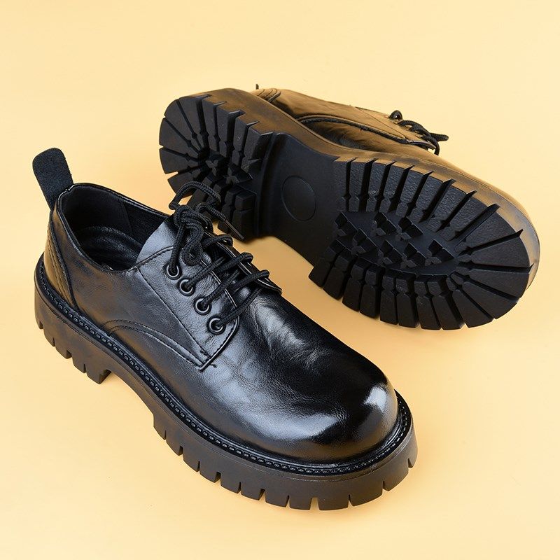 大头皮鞋男款2024新r款年轻人商务正装休闲增高软底德比鞋男马丁