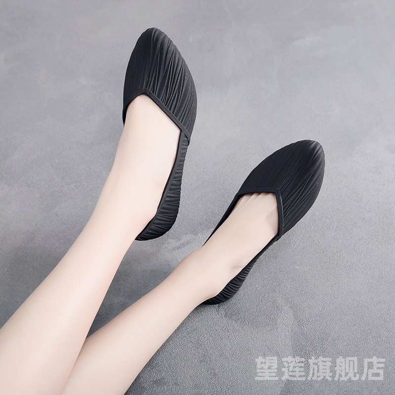 新款低帮防水鞋雨鞋女夏成人工y作胶鞋平底果冻鞋防滑浅口包头凉
