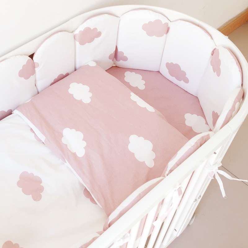 婴儿床床围d套件宝宝床u上用品四件套儿童圆床防撞床帏可拆洗