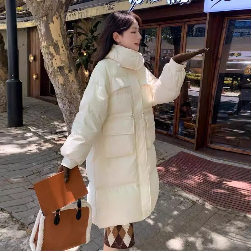 泡芙羽绒c服女款长款2025年新款长过膝时尚加厚连帽超厚面包服潮