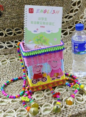 儿童背篓刺绣绣花铃铛鱼篓民族风摄影舞蹈L道具双肩背篓彩色小背