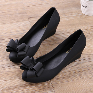 现代雨鞋女时尚款外穿防水防滑水D鞋夏天塑料凉鞋胶鞋坡跟果冻鞋