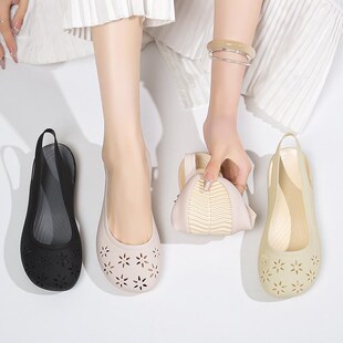 凉鞋女款2025新款夏果r冻女软底妈妈鞋防水单鞋洞洞雨鞋0610h