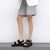 沙Q滩拖水钻方钻扣凉鞋 2025新款 魔术贴拖鞋 女凉鞋 夏季 厚底增高鞋