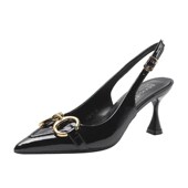 包头凉鞋 网红法式 尖头黑色高跟鞋 女C2024年细跟百搭后空一字带单