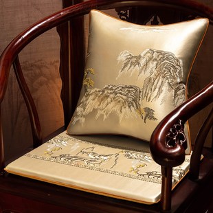 新中式椅子坐垫靠背一体红木w沙发垫实木圈椅太师椅茶椅垫护腰靠