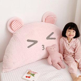 ins长毛兔兔绒卡通床头靠垫儿童可爱少女公主大靠背X床上靠枕抱枕