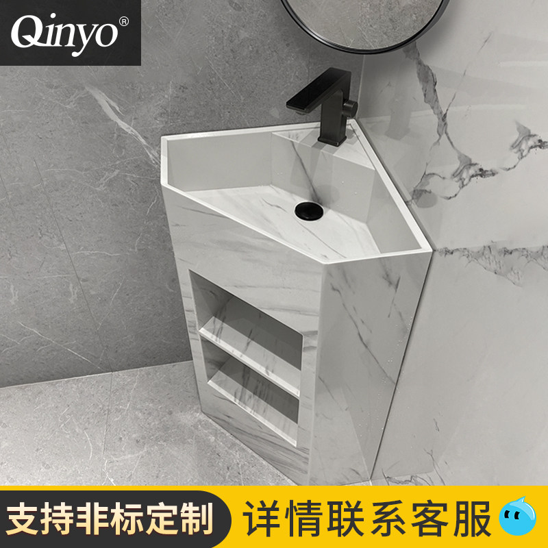 岩板立柱a式洗脸盆角盆立式落地式三角洗手盆柱盆卫生间拐角洗手