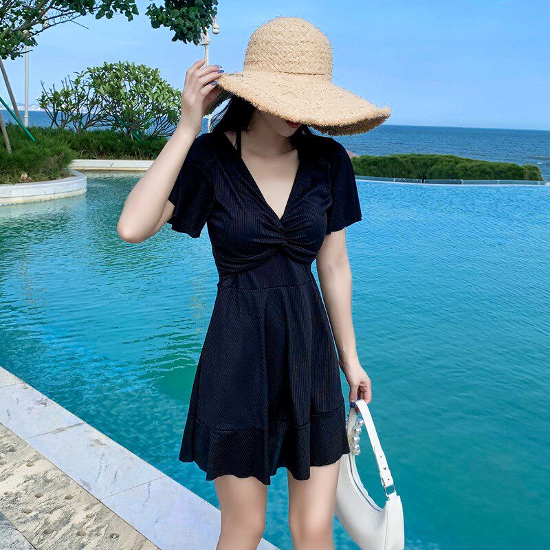 泳衣女裙式连体胖MM大码保守型z遮肚显瘦韩国ins风泡温泉新款泳装