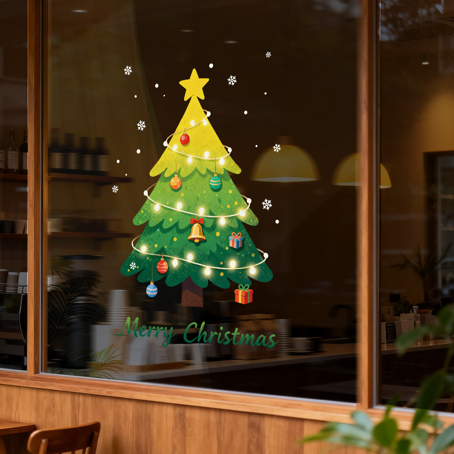 圣诞节装饰静电贴玻璃门橱窗窗户贴画2026圣诞树贴纸窗花氛围布置
