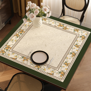 美式正方形桌垫免洗防水防油皮革餐桌垫轻奢高级感方桌布茶几台布