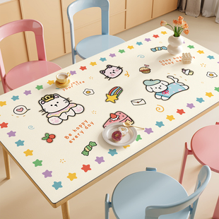 新款可爱多巴胺餐桌垫防油防水硅胶隔热垫桌面保护垫茶几桌布垫子