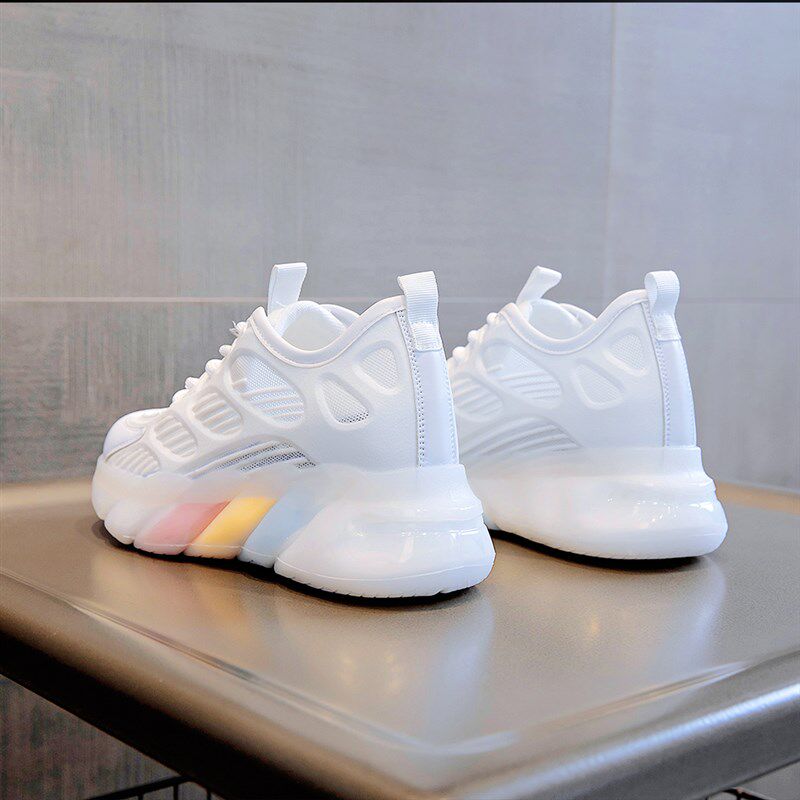 2024春季新款内增高q老爹鞋女款小个子8cm厚底轻便运动休闲小白鞋