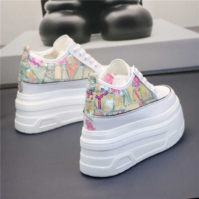 内增高夏季12cm女鞋网鞋小白鞋2024新款亮片透气休闲超.高跟小个,女鞋,帆布鞋,淘宝优惠券,粉丝福利购,淘宝优惠卷