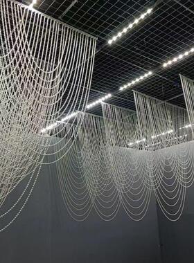 新婚庆道具珍珠链波浪吊帘水w波帘韩式婚礼堂拱门背景行云流水吊