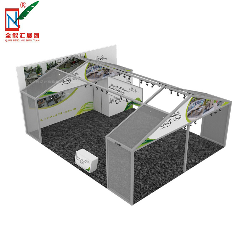 家具展台3d效果设计搭建铝型材环保展台装修展销会摊位大卖场展架