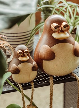 原上城大大鸟实木质办公室桌面玄关客厅装饰摆件家居饰品轻奢高档