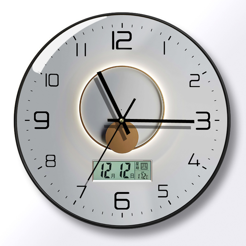 钟表挂钟客厅家用新中式2023新款石英钟万年历时钟挂墙网红创意钟