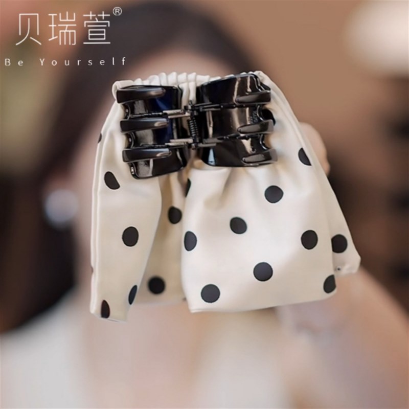 ZJ1611韩版波点裙摆高级缎面抓夹头饰发饰发卡