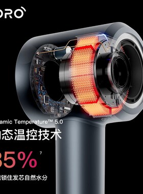 SORO高速吹风机家用电吹风筒负离子吹风机无叶风洞气流 极星蓝V12