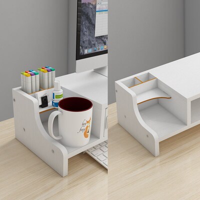 电脑显示器增高架带锁抽屉书桌笔筒收纳盒带背板屏幕抬高架置物架