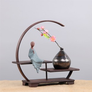 小博古 鸡翅木多宝阁古董架子客厅置物架茶壶茶具展示柜实木中.式