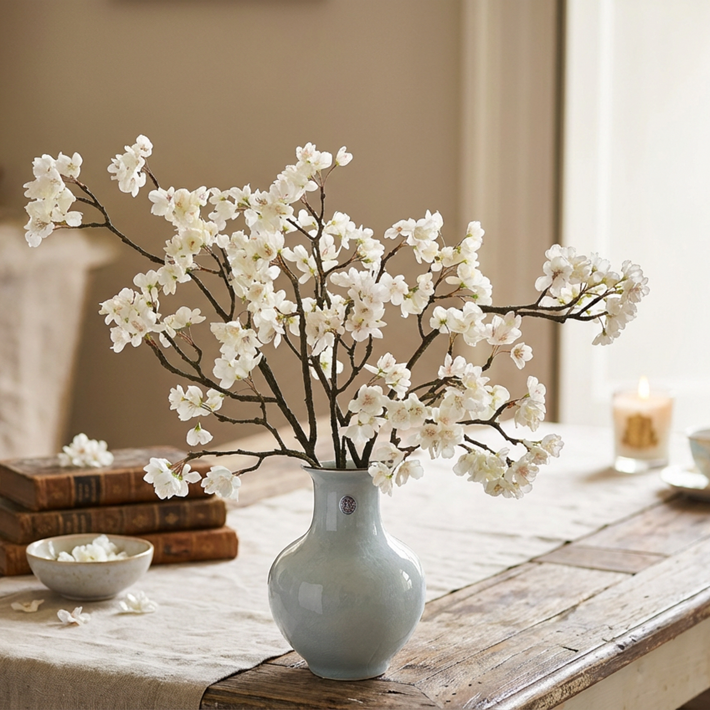 CoteNoire樱花仿真花插花装饰