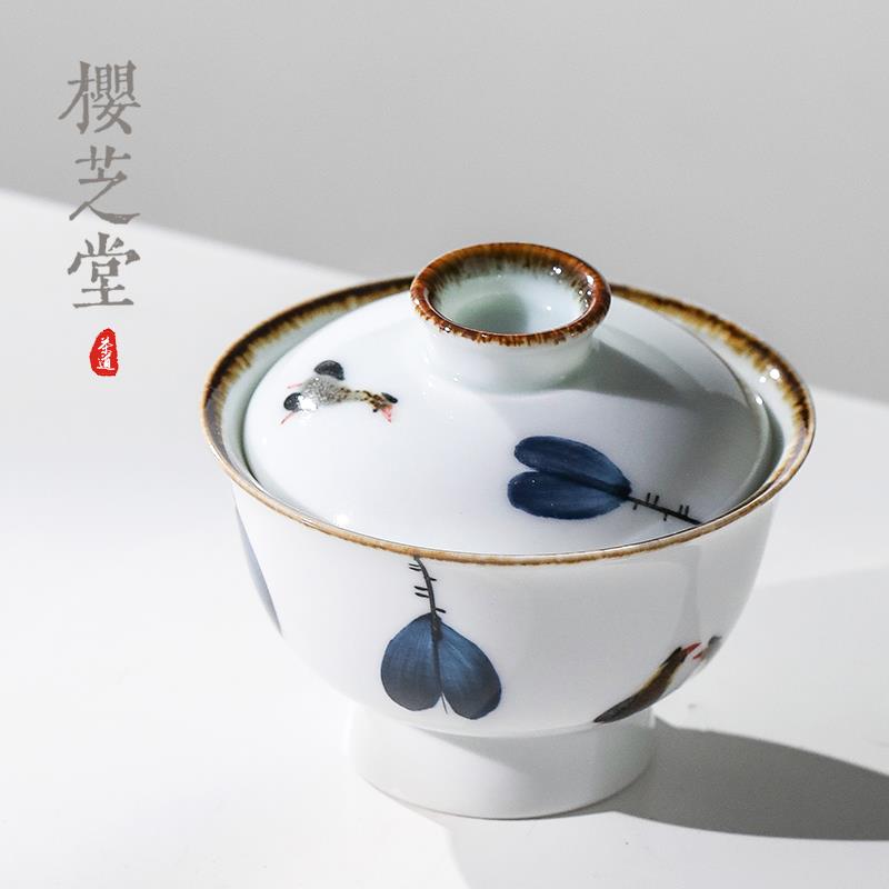 归藏 三才盖碗茶杯茶碗带盖公道杯陶瓷仿古窑变功夫茶青花泡茶器