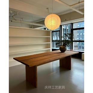 北欧简易实木大板桌工作台原木办公桌现代简约会议桌长桌家用餐桌