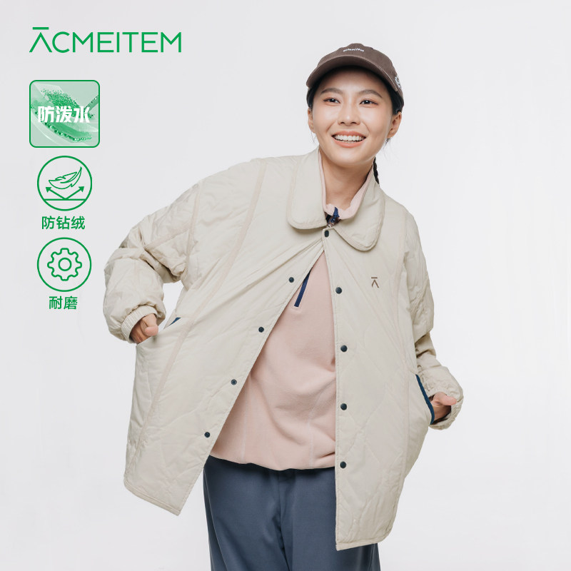 ACMEITEM爱棵米 户外简约耐磨防泼水夹棉衬衫休闲宽松翻领外套女
