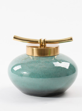 新中式创意陶瓷储物罐摆件样板房售楼客厅电视柜酒柜书房软装摆设