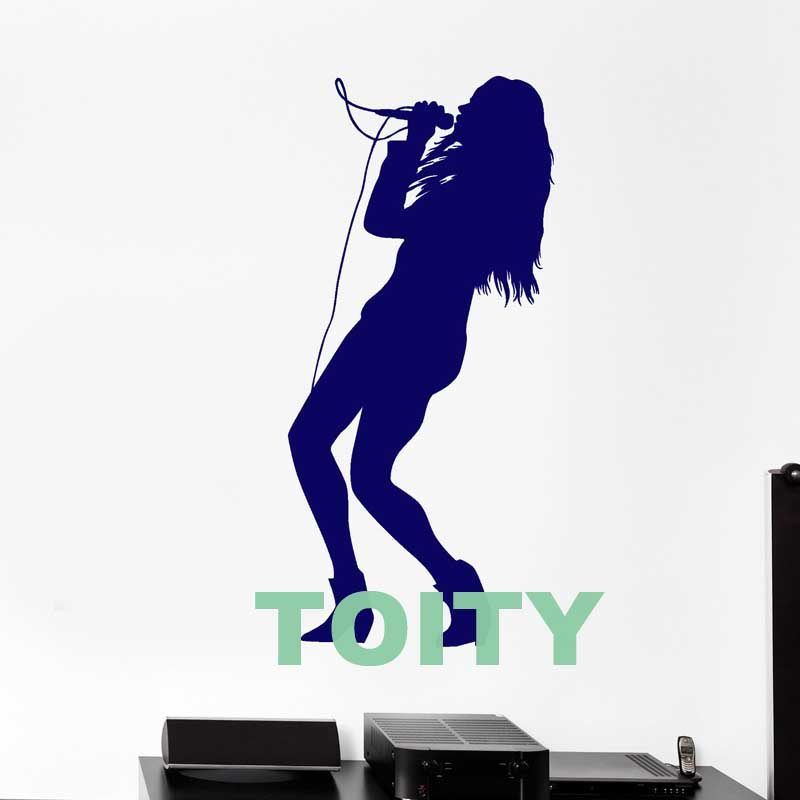 唱歌女孩贴纸卡拉OK背景墙K歌麦克风贴画KTV墙贴自粘玻璃贴可移除,家居饰品,软装墙贴,淘宝优惠券,粉丝福利购,淘宝优惠卷