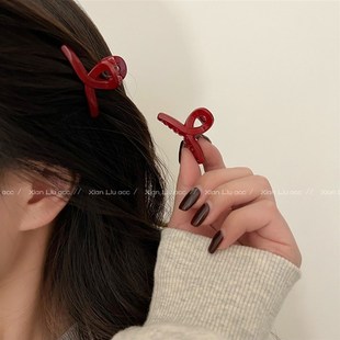 复古风!红色发夹!女后脑勺发卡短发过渡期夹子头饰弹簧夹高级感