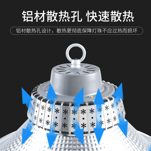 LED工矿灯鳍片工厂仓库厂房100w大功率工业吊灯罩车间照明灯超亮