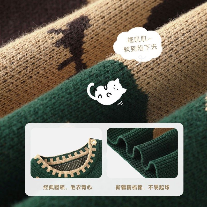 女童毛衣背心春秋新款小童外穿针织马甲女宝宝纯棉毛线上衣秋装