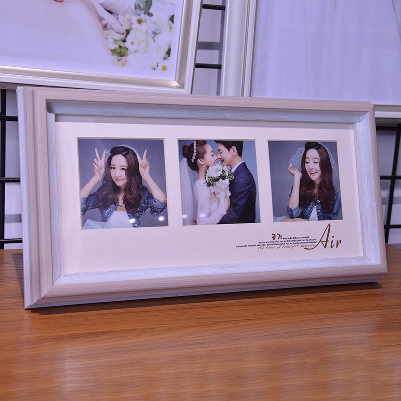 相框三连框定制创意儿童摆台洗照片做成立体木质婚纱照桌面摆件